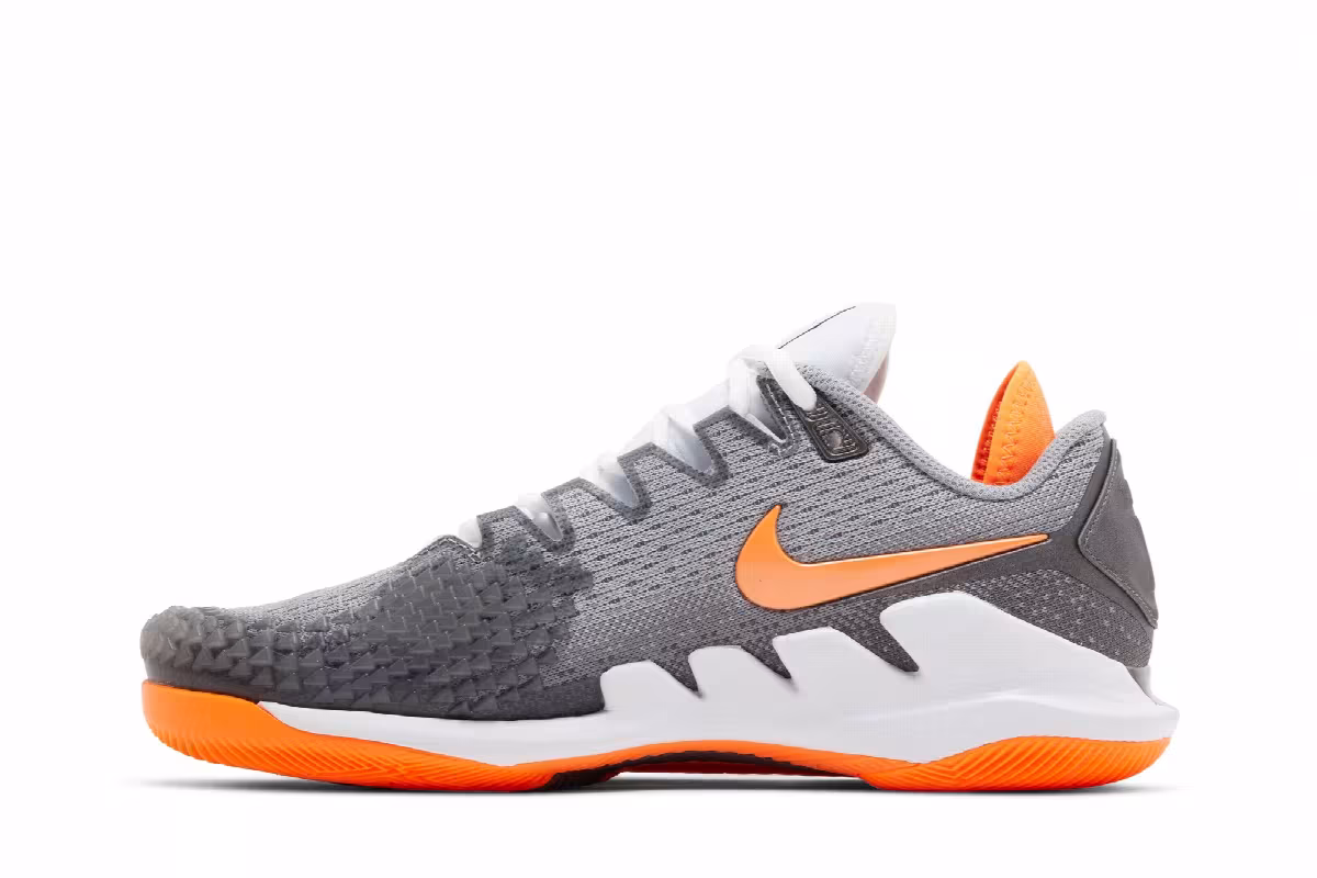 Nike Court Air Zoom Vapor X Knit HC Metallic Dark Grey Total Orange, view 4