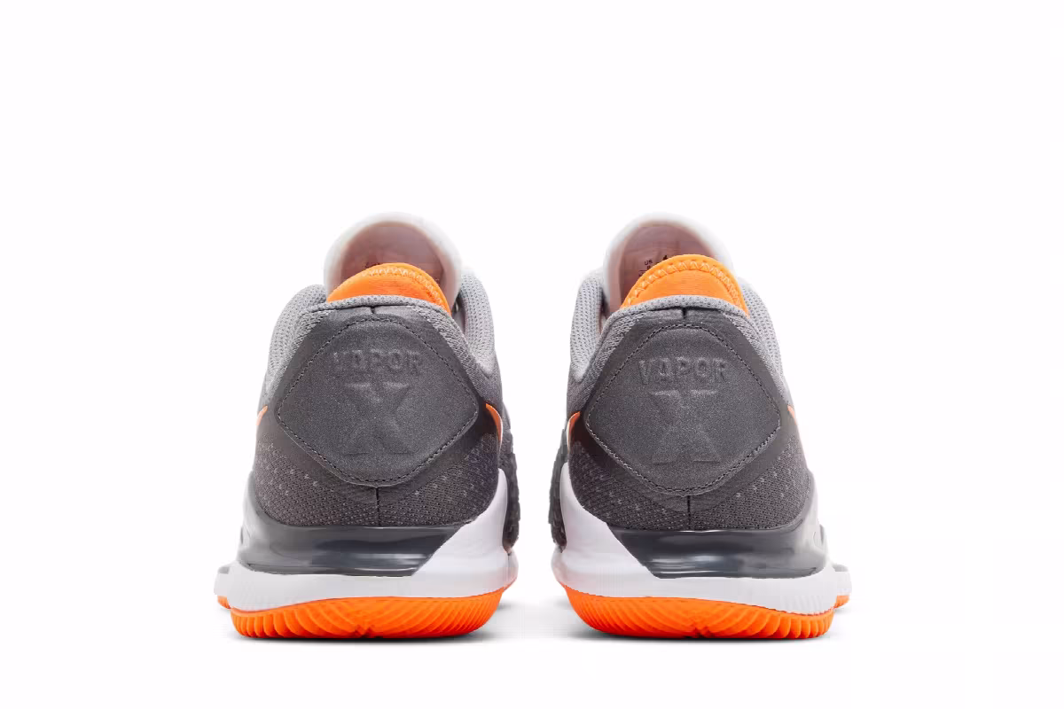 Nike Court Air Zoom Vapor X Knit HC Metallic Dark Grey Total Orange, view 7