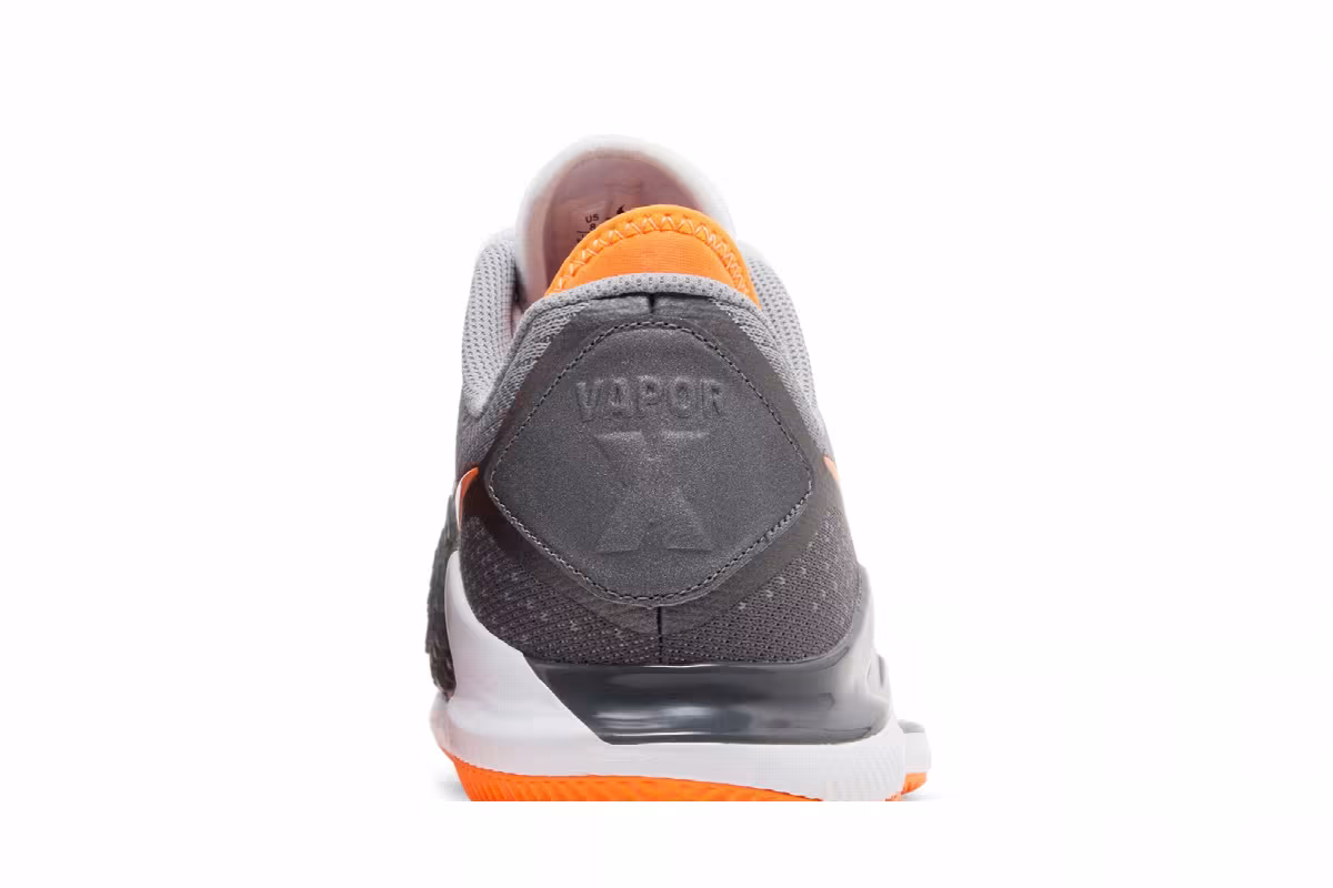 Nike Court Air Zoom Vapor X Knit HC Metallic Dark Grey Total Orange, view 8
