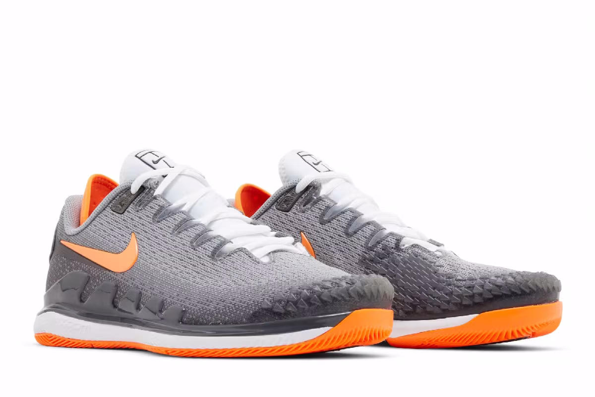 Nike Court Air Zoom Vapor X Knit HC Metallic Dark Grey Total Orange, view 9