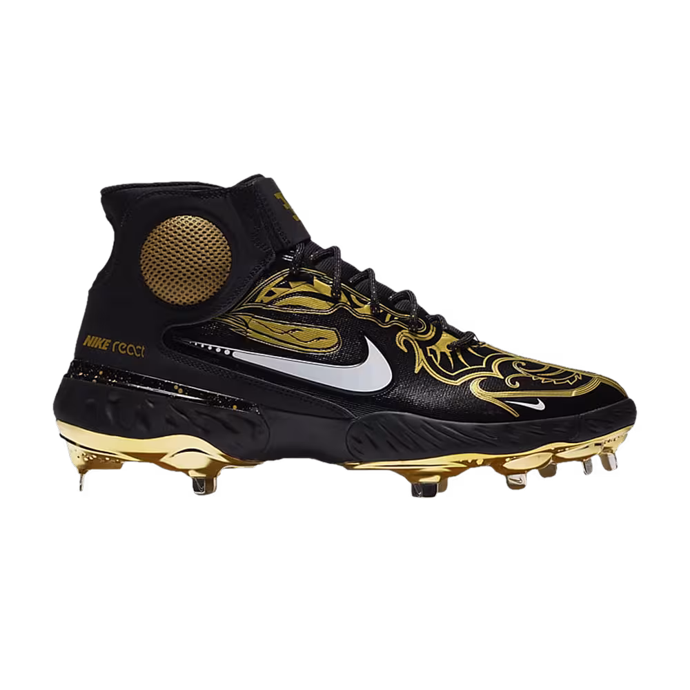 Nike Alpha Huarache Elite 3 Mid Black Metallic Vivid Gold