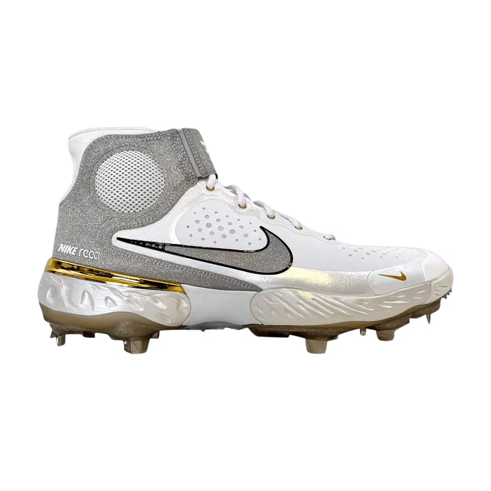 Nike Alpha Huarache Elite 3 Mid White Silver Gold