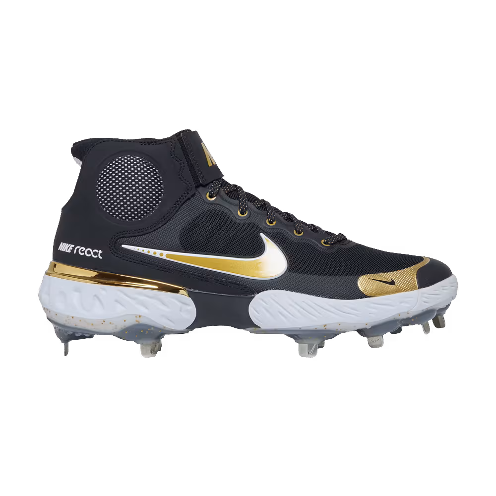 Nike Alpha Huarache Elite 3 Mid Black Metallic Gold
