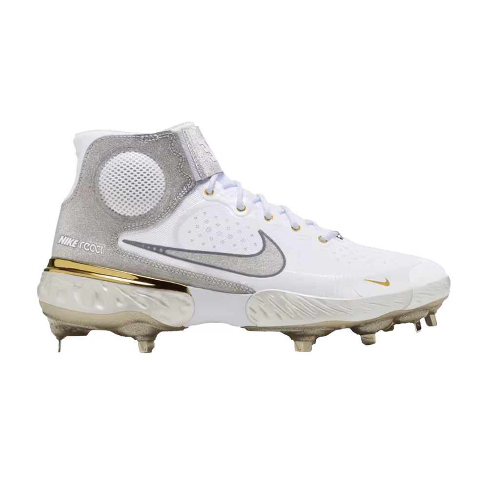 Nike Alpha Huarache Elite 3 Mid White Silver Metallic