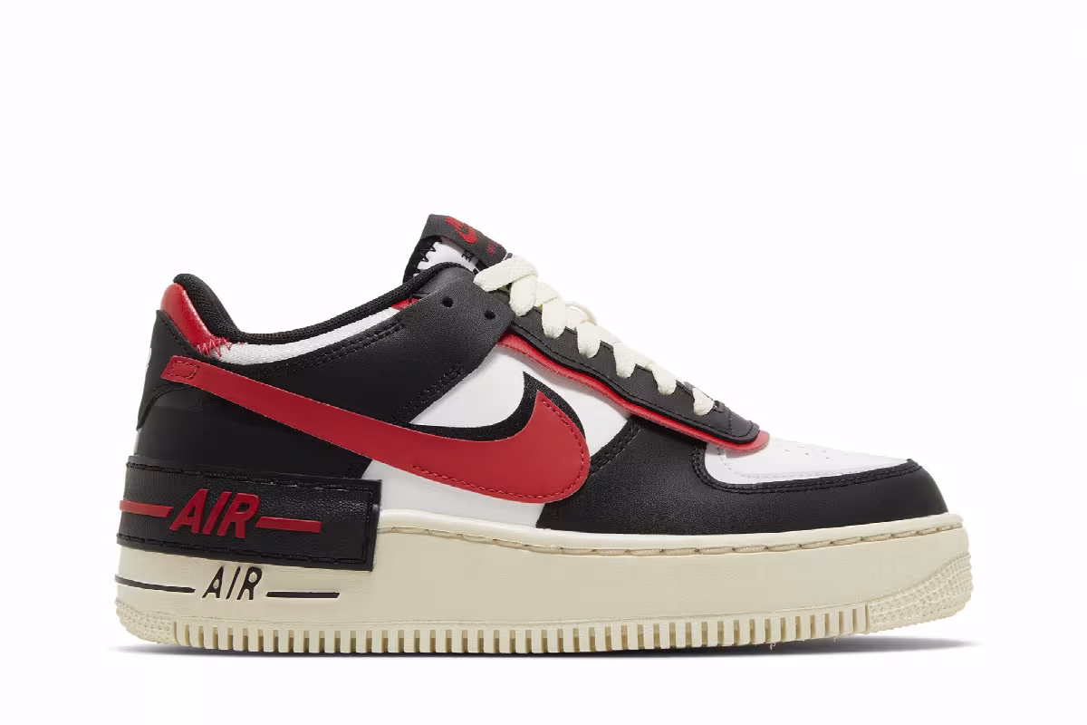 Nike Women's Air Force 1 Shadow Black University Red, view 2