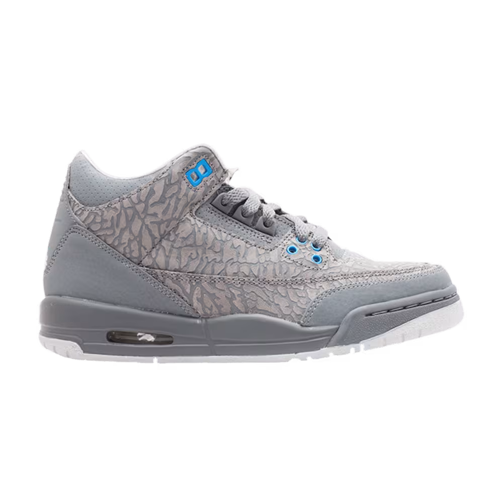 Air Jordan 3 GS Cool Grey Blue Glow