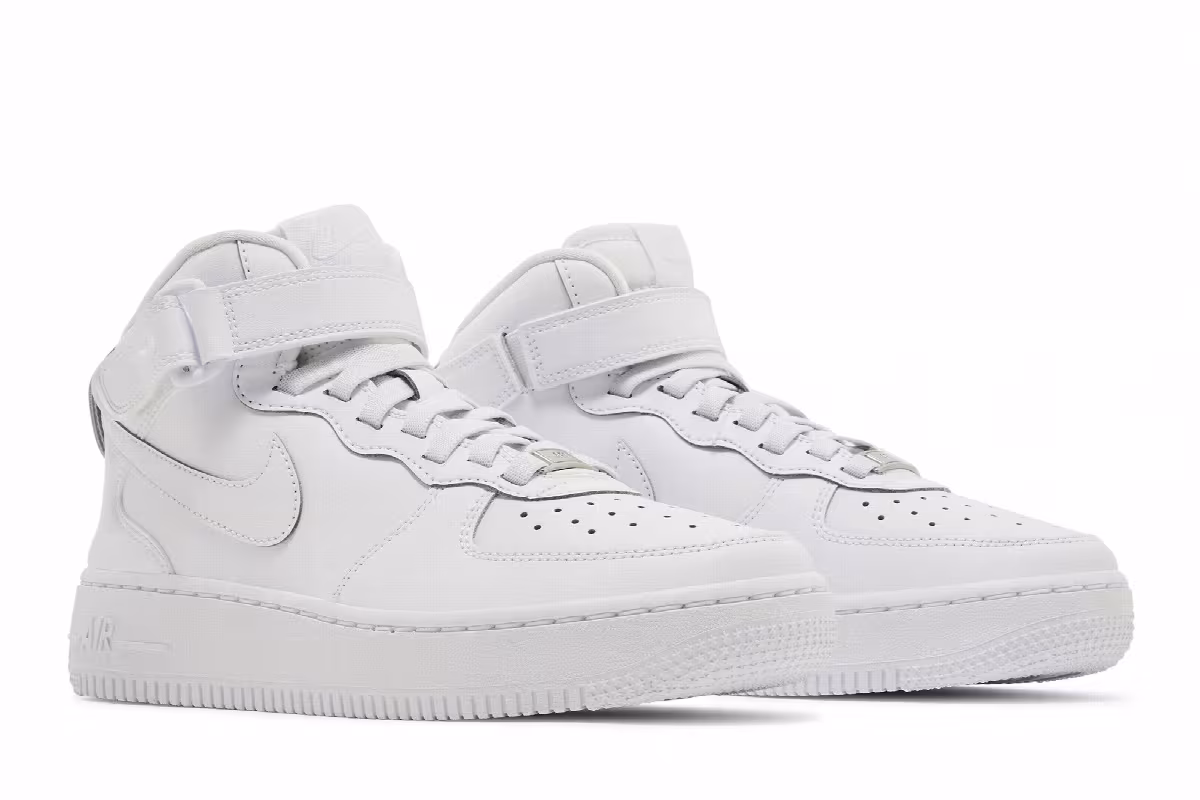 Nike Air Force 1 Mid EasyOn SE GS Triple White, view 9