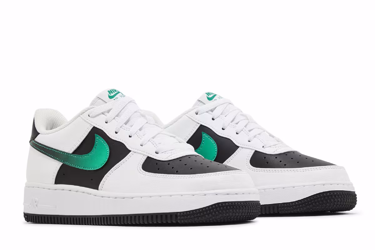 Nike Air Force 1 LV8 2 GS White Black Malachite, view 9
