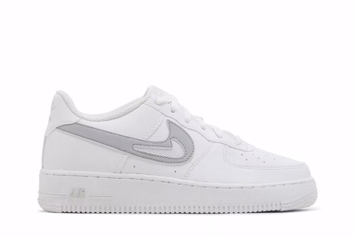 Nike Air Force 1 GS Cut Out Swoosh - White Photon Dust, view 2
