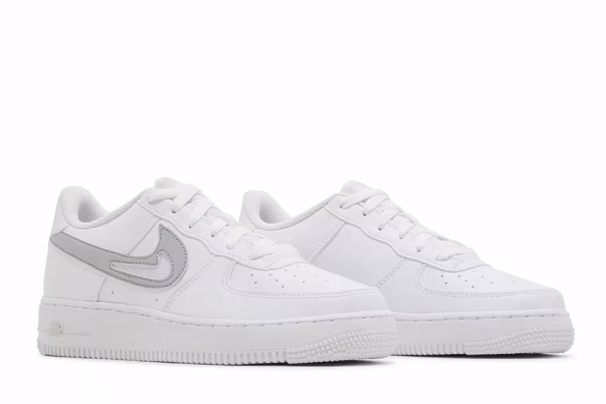 Nike Air Force 1 GS Cut Out Swoosh - White Photon Dust, view 9