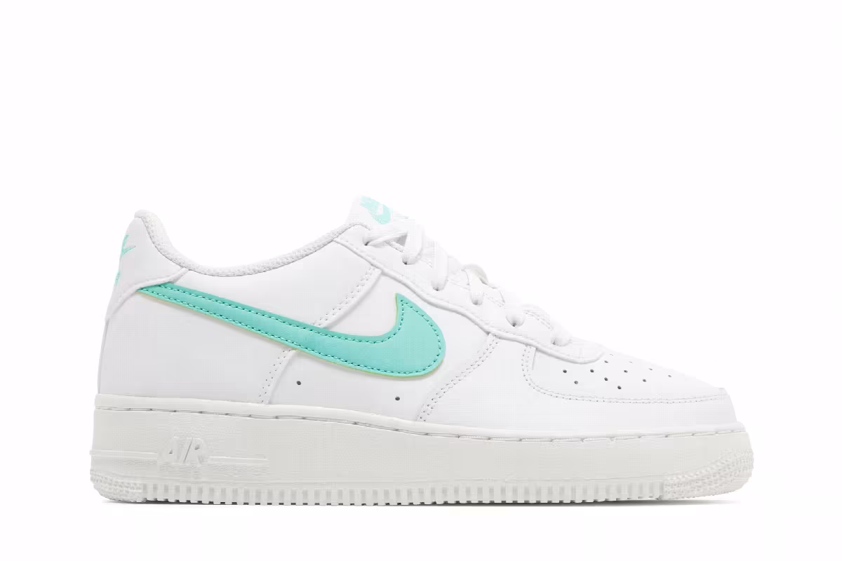 Nike Air Force 1 GS White Emerald Rise, view 2