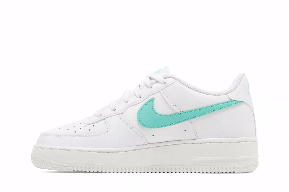 Nike Air Force 1 GS White Emerald Rise, view 4