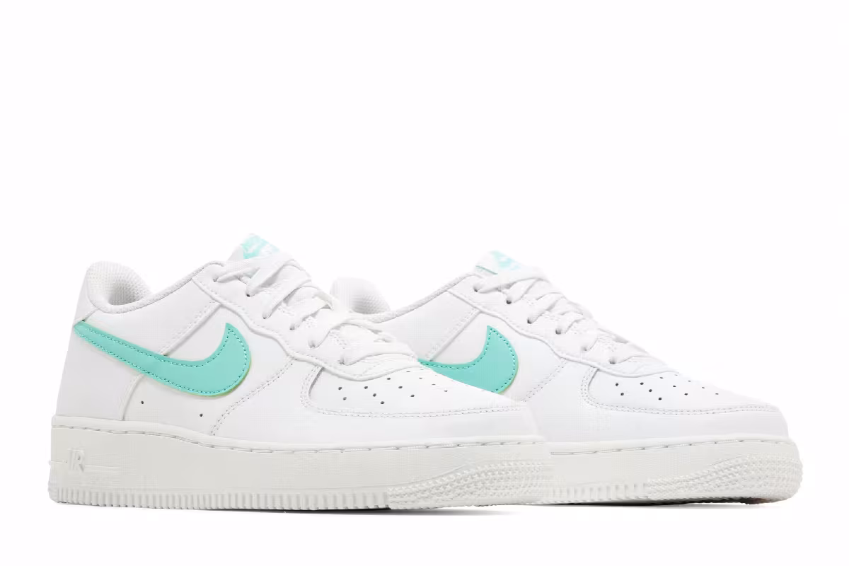 Nike Air Force 1 GS White Emerald Rise, view 9