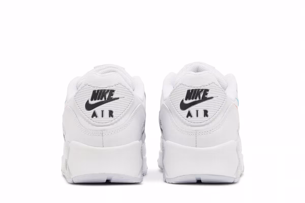 Nike Air Max 90 Multi Swoosh - White Bright Crimson, view 7