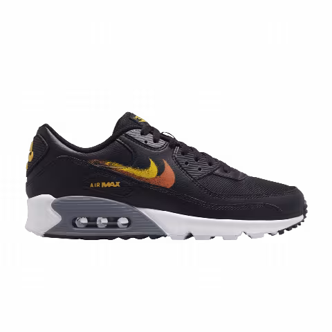 Nike Air Max 90 'Spray Paint Swoosh - Black Gold Orange'