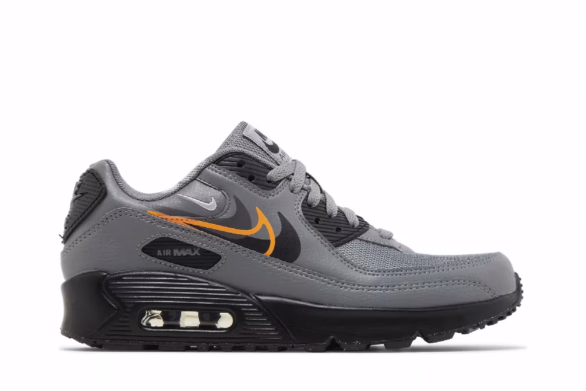 Nike Air Max 90 Next Nature GS Multi-Swoosh - Smoke Grey Mandarin, view 2