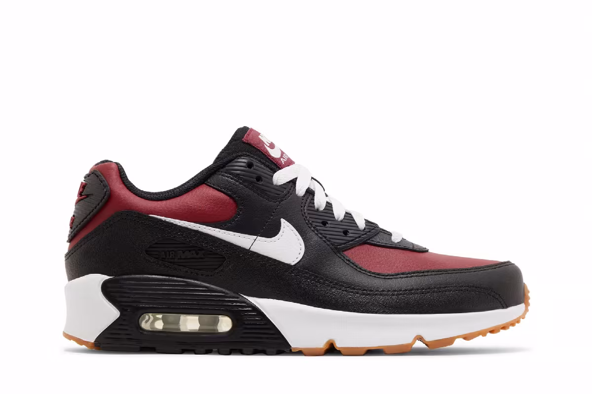 Nike Air Max 90 Leather GS Black Team Red, view 2