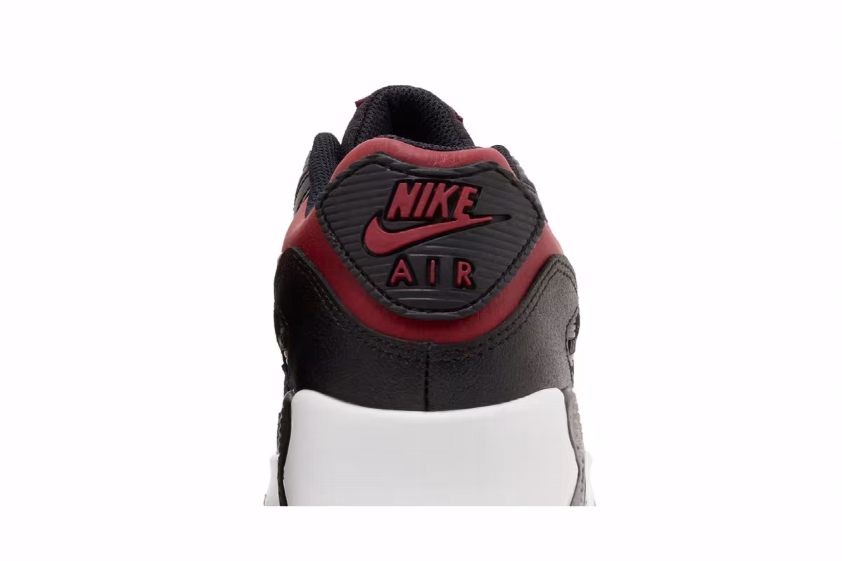 Nike Air Max 90 Leather GS Black Team Red, view 8
