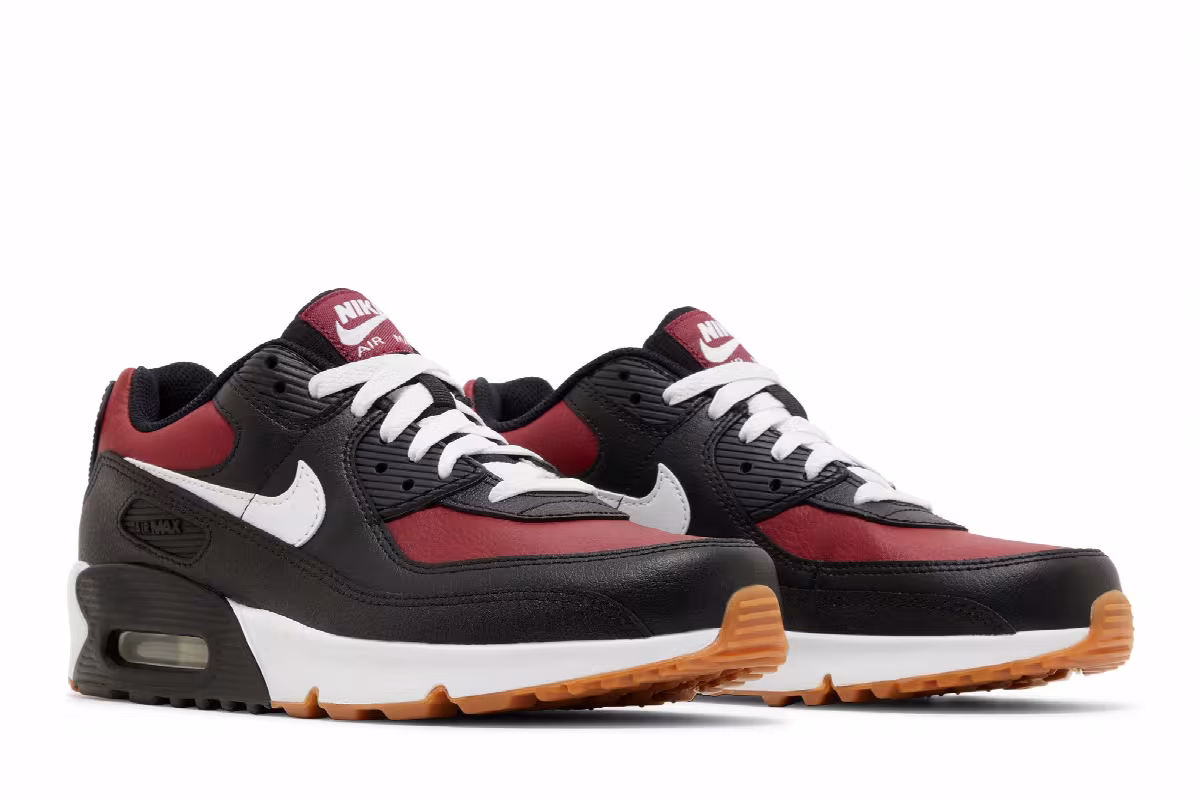 Nike Air Max 90 Leather GS Black Team Red, view 9