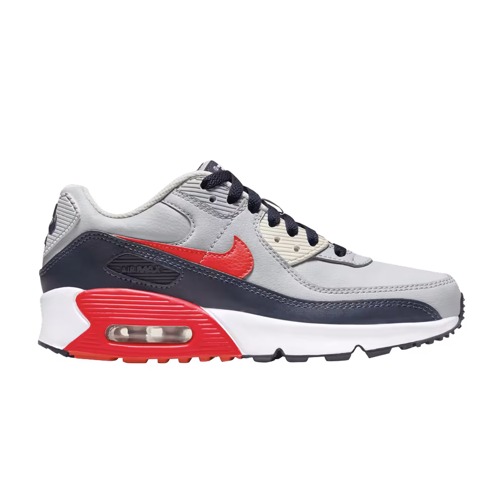 Nike Air Max 90 Leather GS Light Smoke Bright Crimson