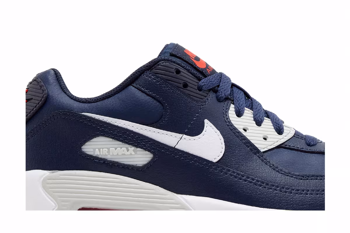 Nike Air Max 90 Leather GS Obsidian Track Red, view 3