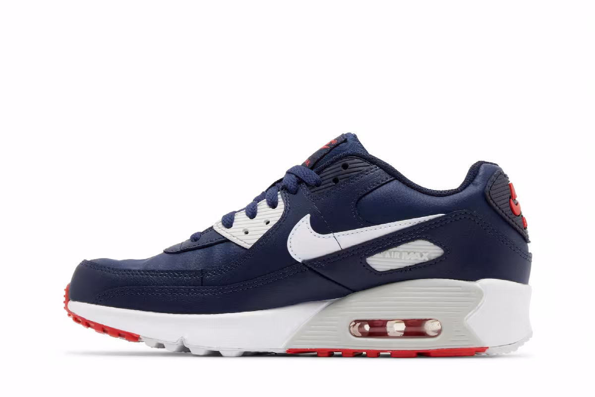 Nike Air Max 90 Leather GS Obsidian Track Red, view 4