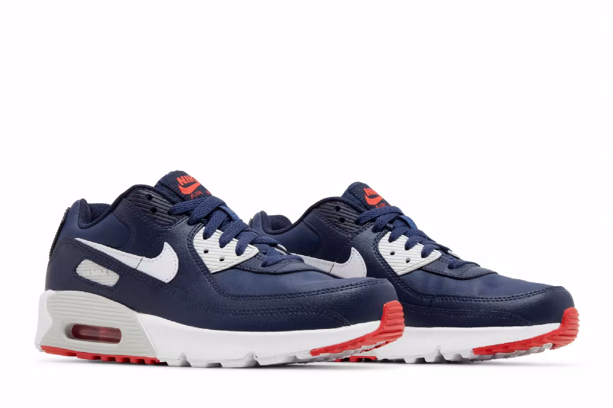 Nike Air Max 90 Leather GS Obsidian Track Red, view 9