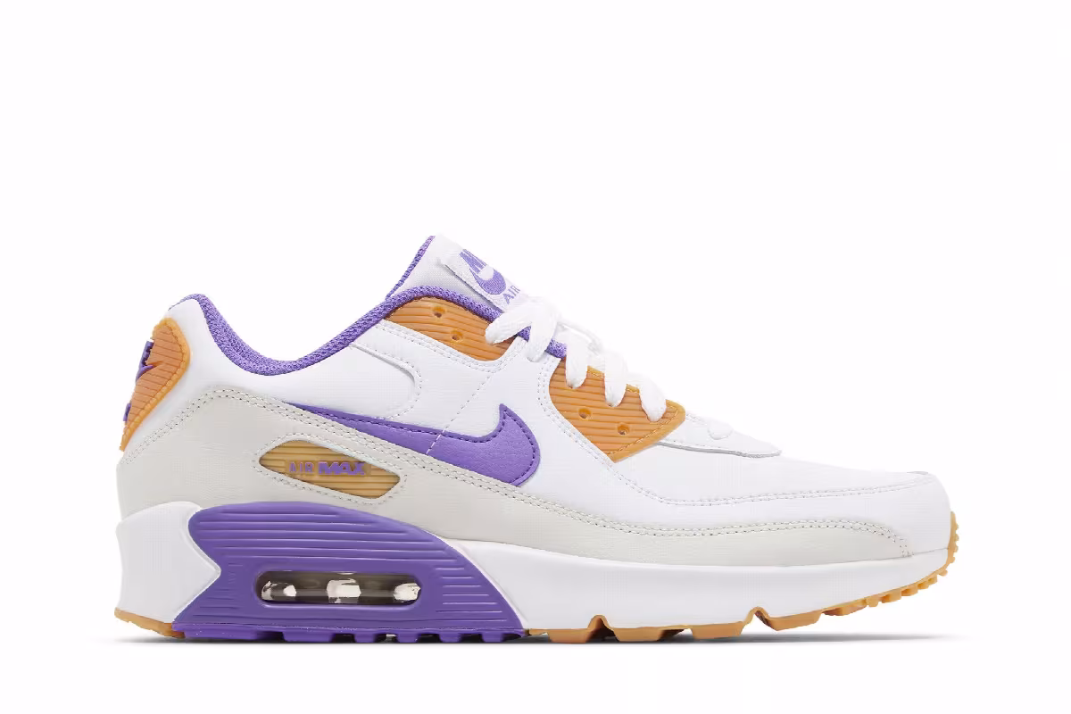 Nike Air Max 90 Leather GS White Action Grape, view 2