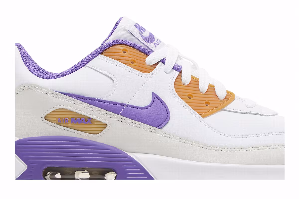 Nike Air Max 90 Leather GS White Action Grape, view 3