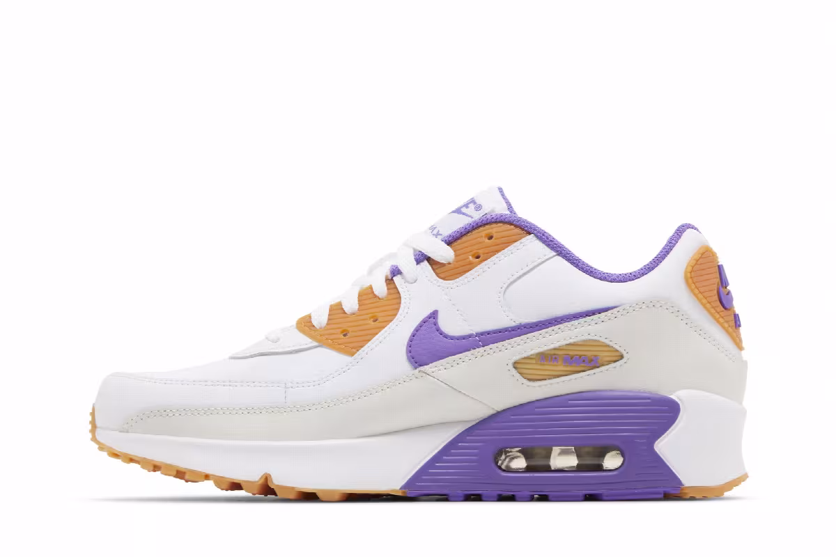 Nike Air Max 90 Leather GS White Action Grape, view 4