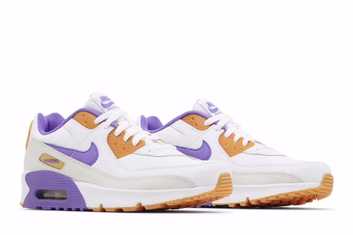 Nike Air Max 90 Leather GS White Action Grape, view 9
