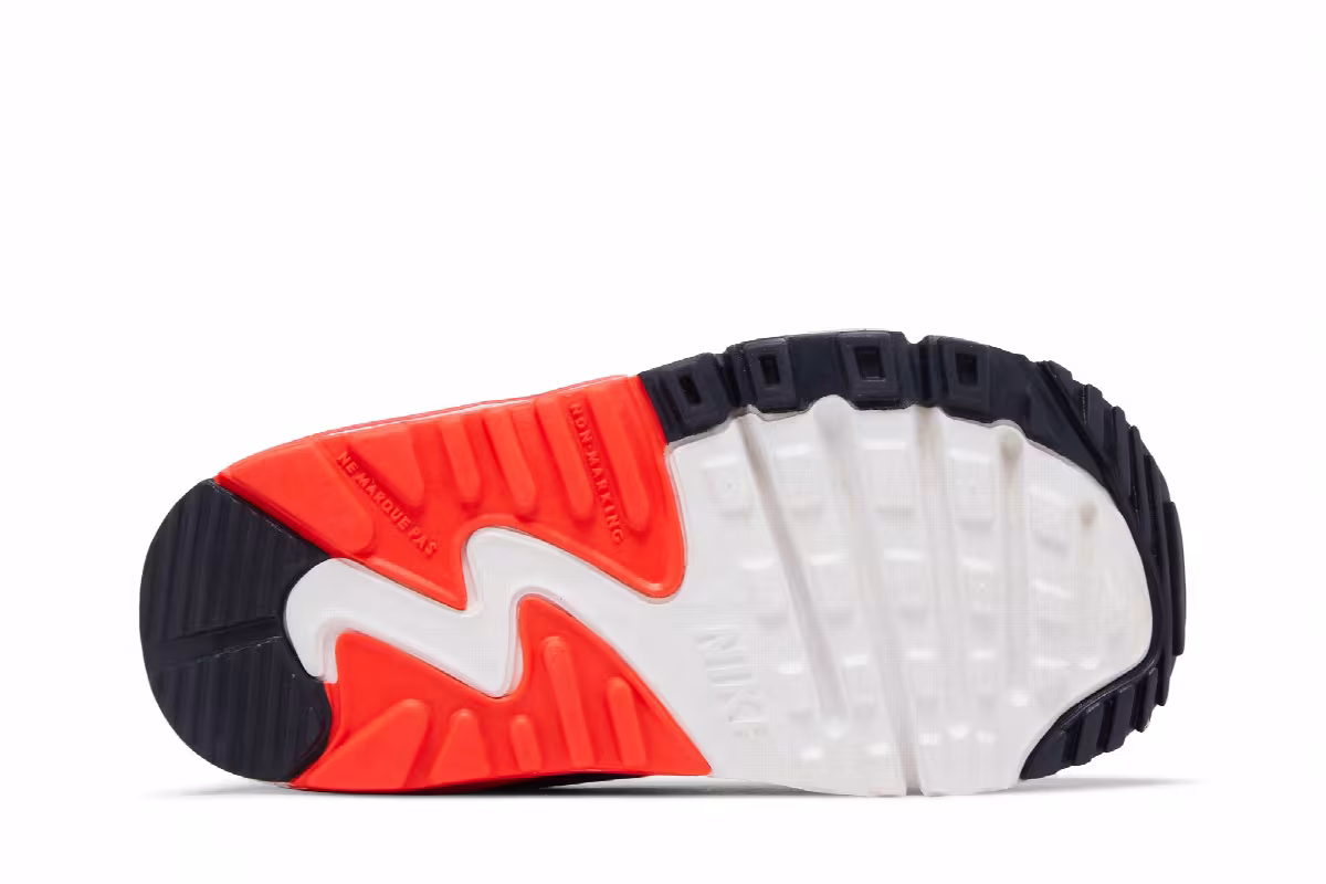 Nike Air Max 90 Leather TD Light Smoke Grey Bright Crimson, view 5