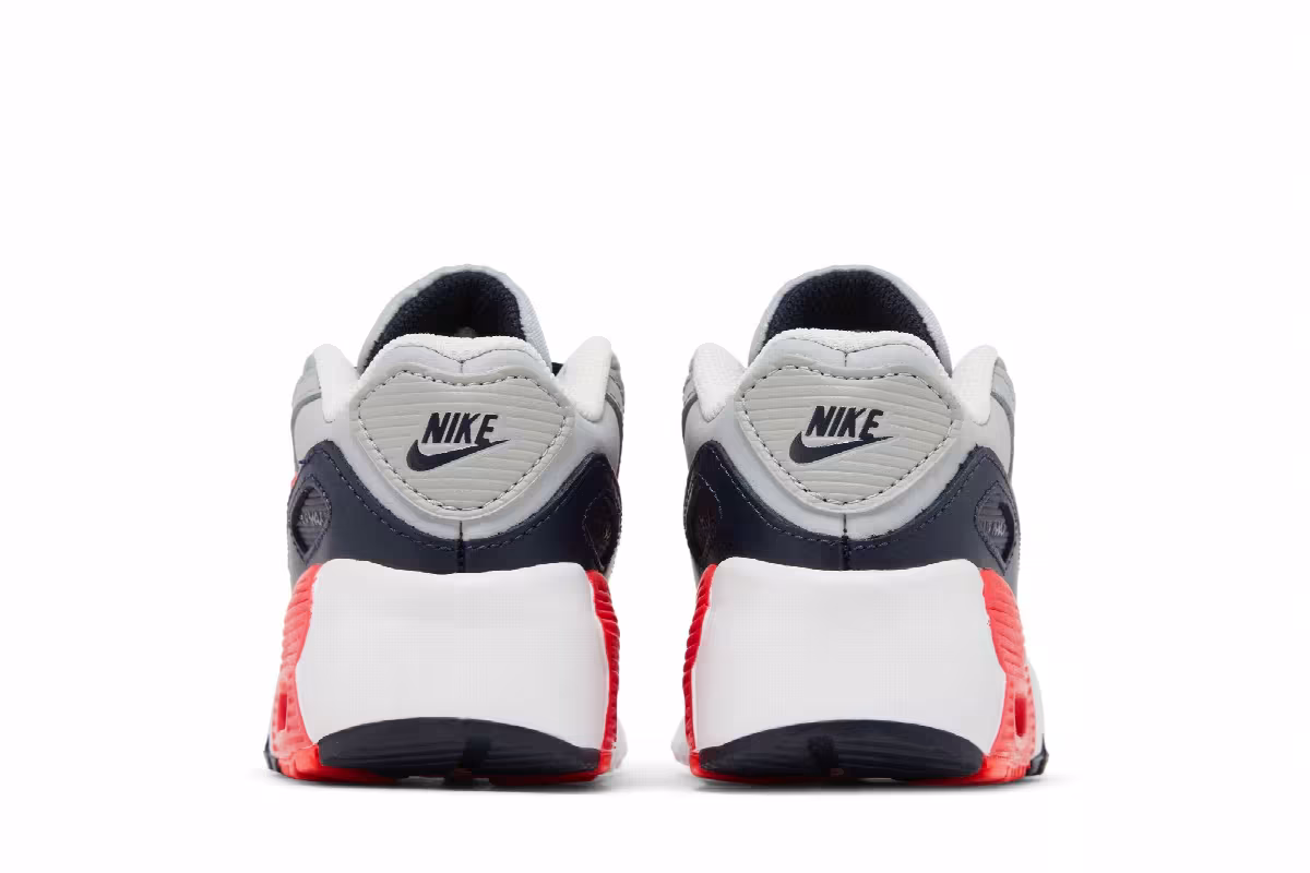 Nike Air Max 90 Leather TD Light Smoke Grey Bright Crimson, view 7