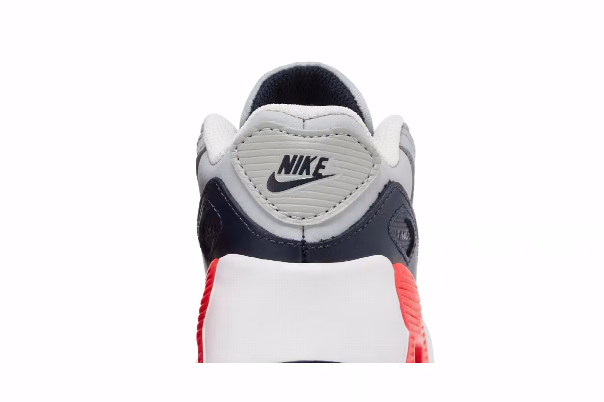 Nike Air Max 90 Leather TD Light Smoke Grey Bright Crimson, view 8