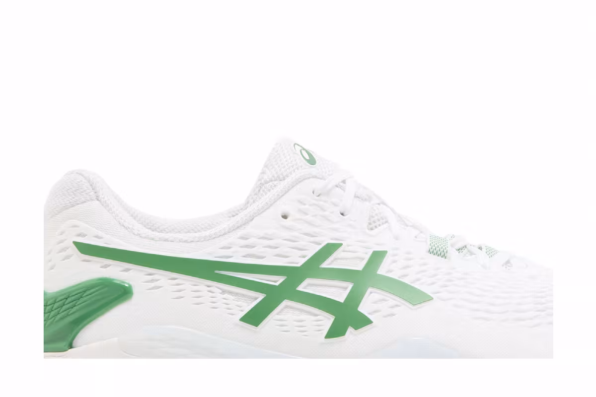 Asics Gel Resolution 9 2E Wide White Green, view 3