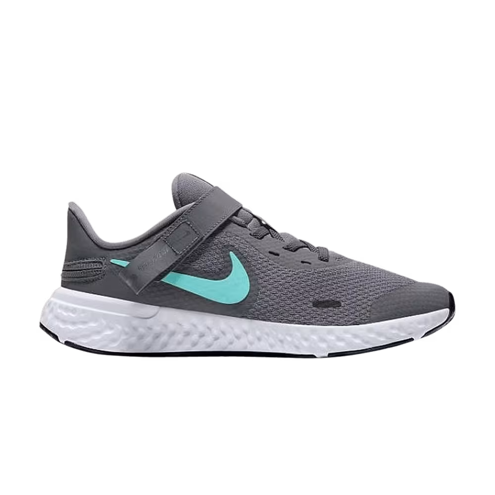 Nike Revolution 5 FlyEase 4E Wide GS Gunsmoke Aurora Green