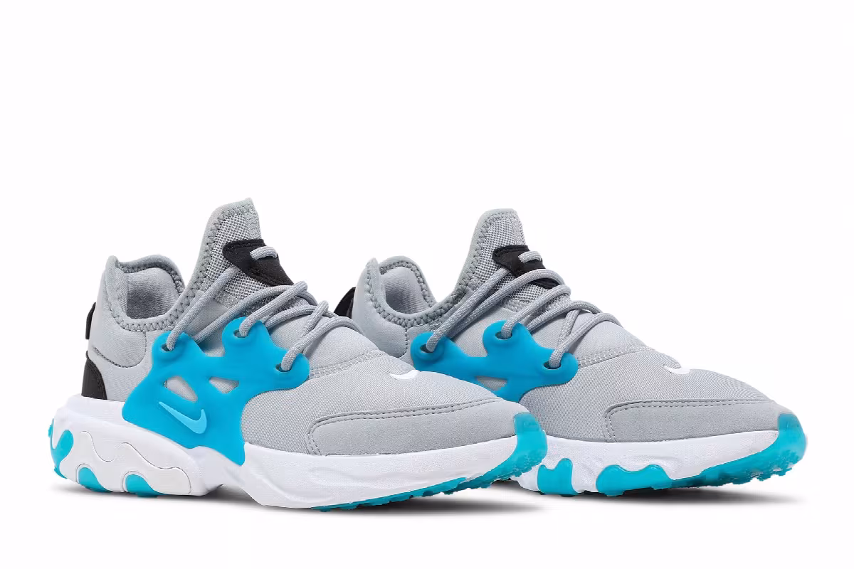 Nike React Presto GS Wolf Grey Laser Blue, view 9