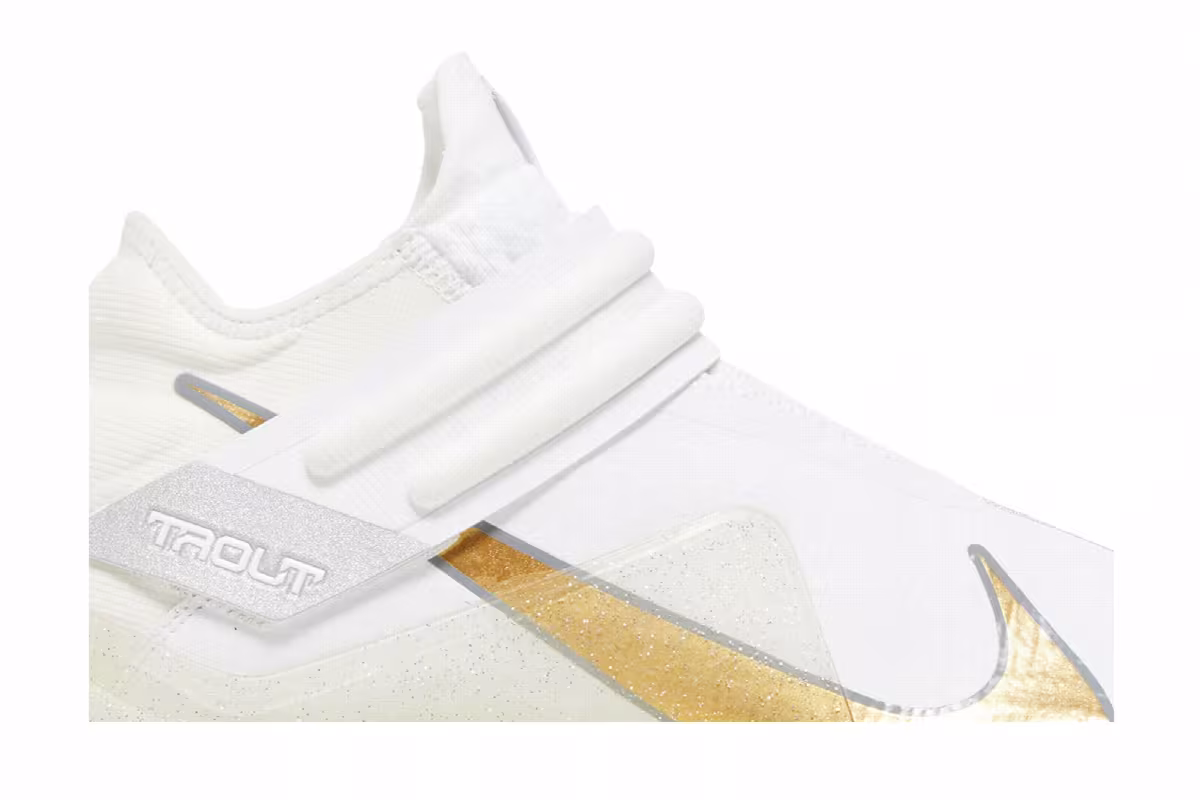 Nike Force Zoom Trout 7 Pro Mid White Metallic Gold, view 3