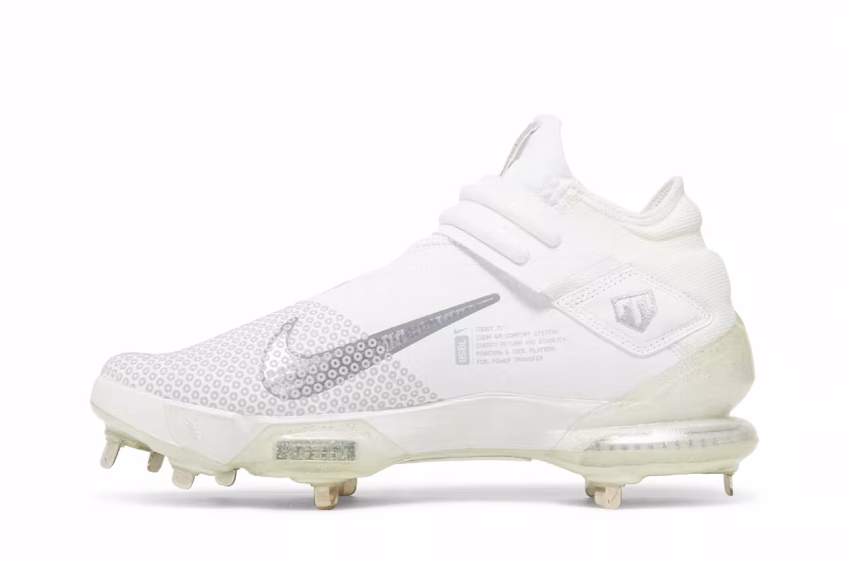 Nike Force Zoom Trout 7 Pro Mid White Metallic Gold, view 4