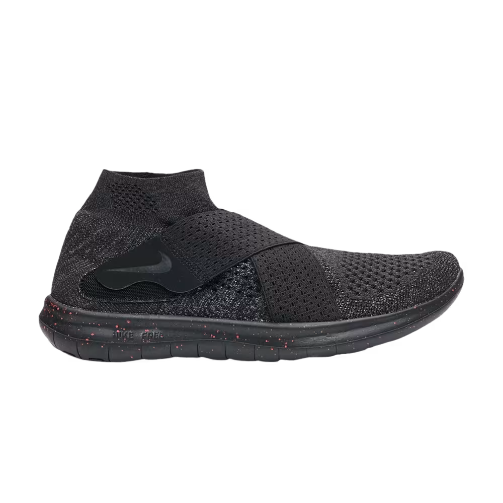 Nike Women's Free RN Motion Flyknit 2017 Black Red Speckled