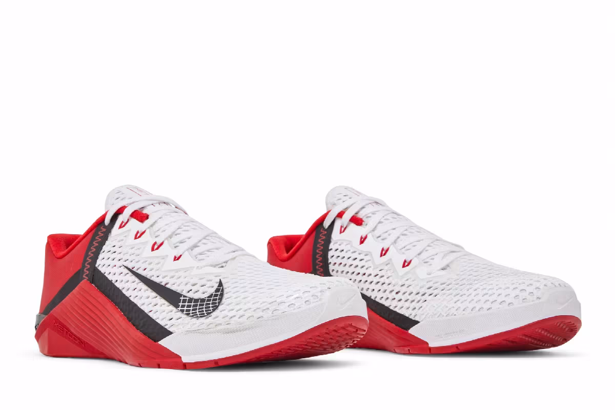 Nike Metcon 6 White University Red, view 9