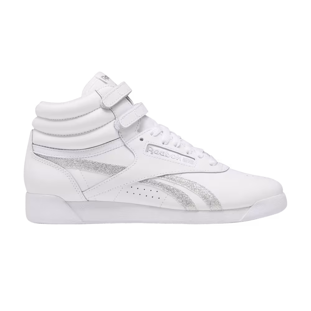 Reebok Women's Freestyle High White Glitter