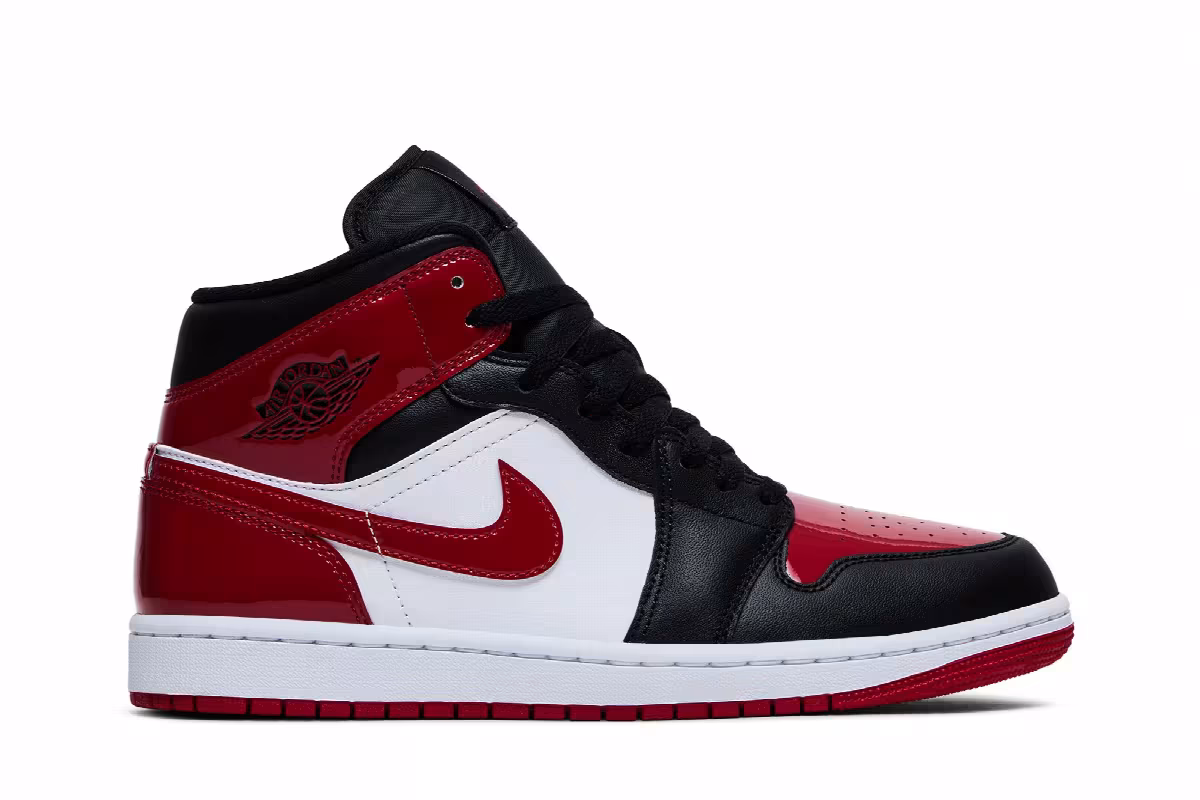 Air Jordan 1 Mid Patent Bred Toe, view 2