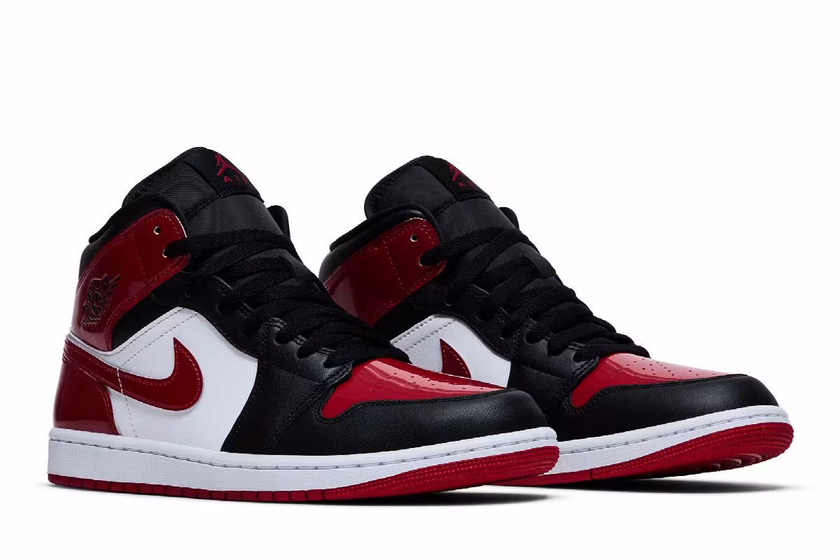 Air Jordan 1 Mid Patent Bred Toe, view 9