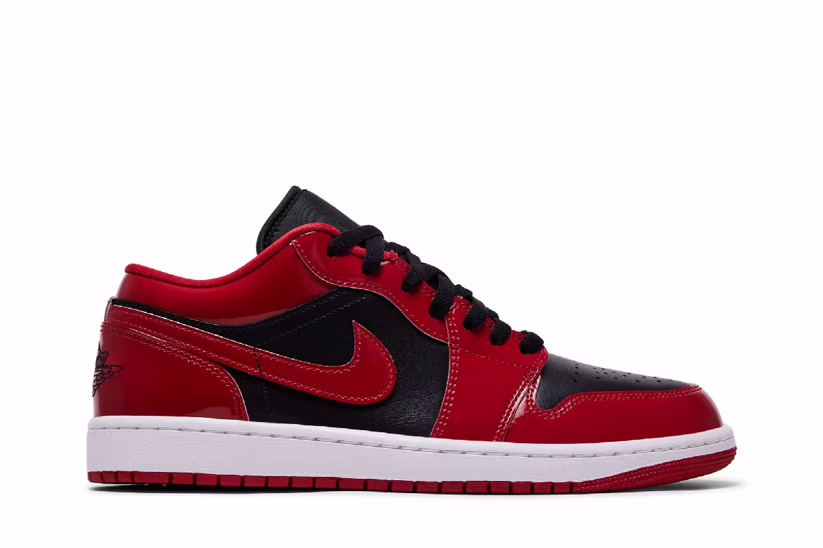 Air Jordan 1 Low Patent Varsity Red Black, view 2