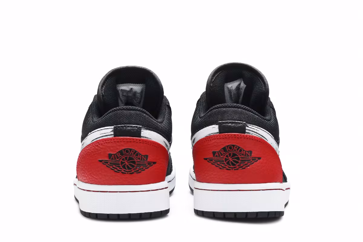 Air Jordan 1 Low Brushstroke Swoosh - Black Red, view 7