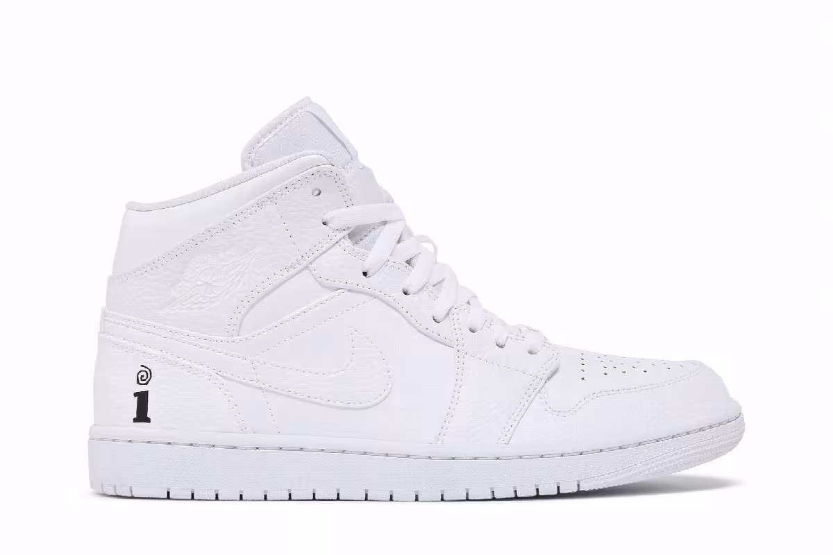 Interscope Records x Air Jordan 1 Mid Triple White, view 2