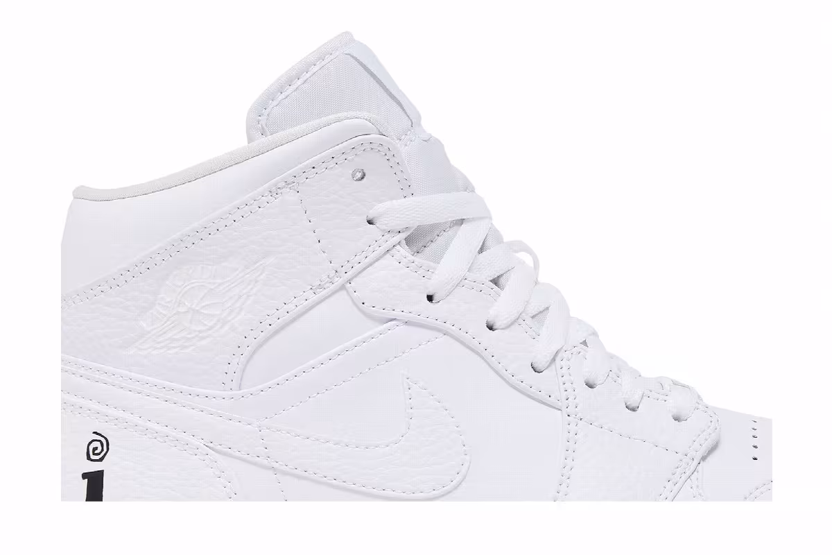 Interscope Records x Air Jordan 1 Mid Triple White, view 3