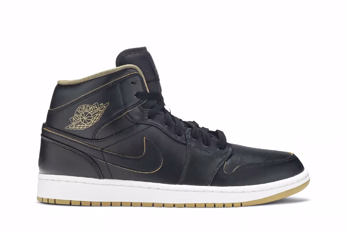 Air Jordan 1 Mid Black Gold, view 2