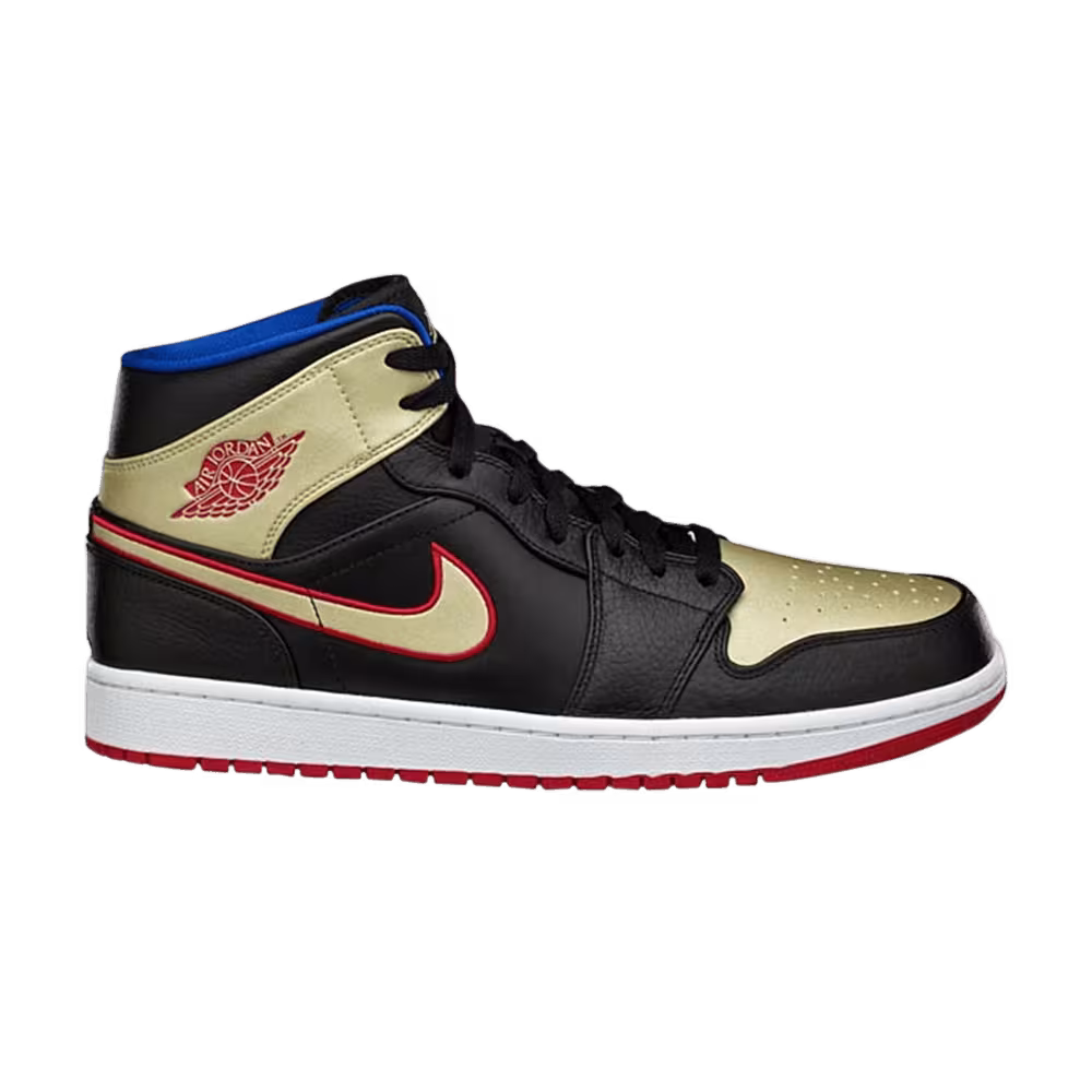Air Jordan 1 Mid Black Gold Red